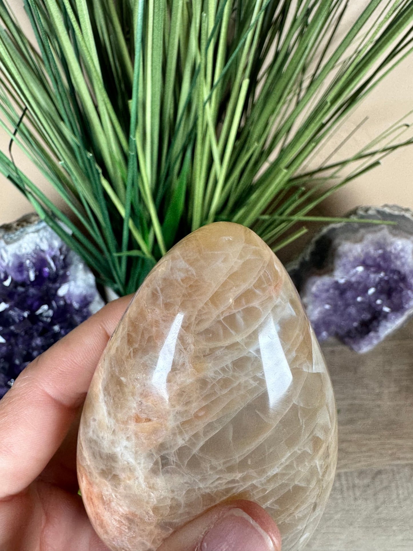 Peach Moonstone Freeform 3.7in - Purple Door Alchemy
