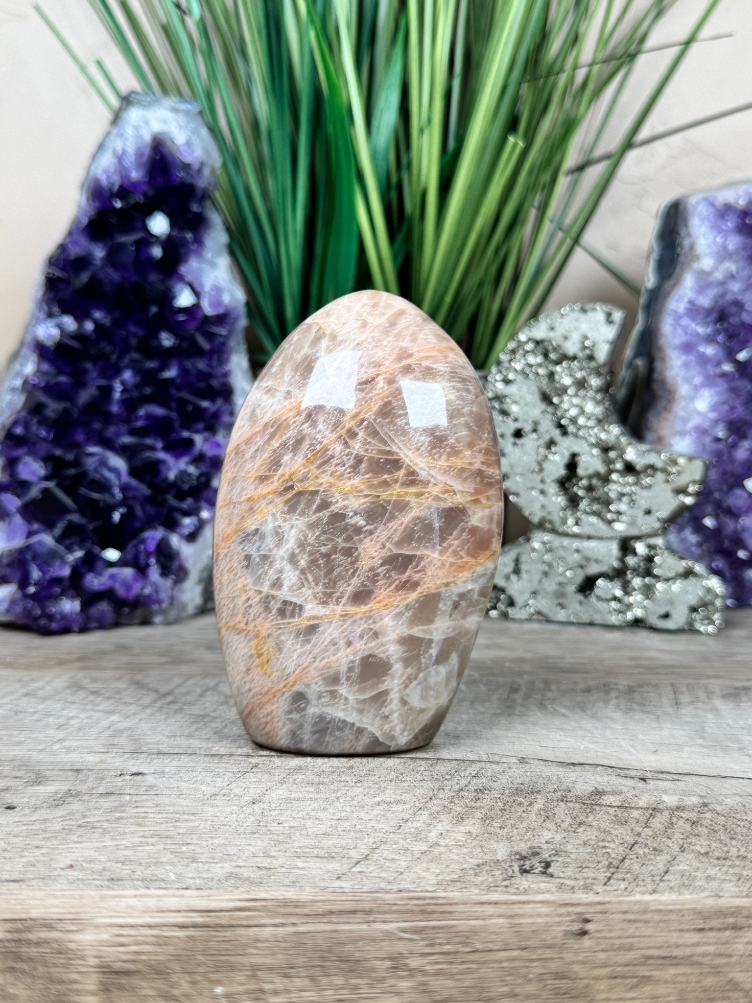 Peach Moonstone Freeform 4.17in - Purple Door Alchemy