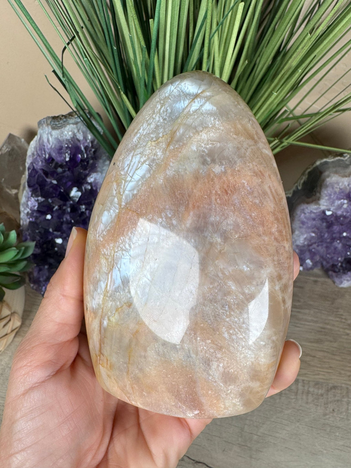 Peach Moonstone Freeform 4.72in - Purple Door Alchemy