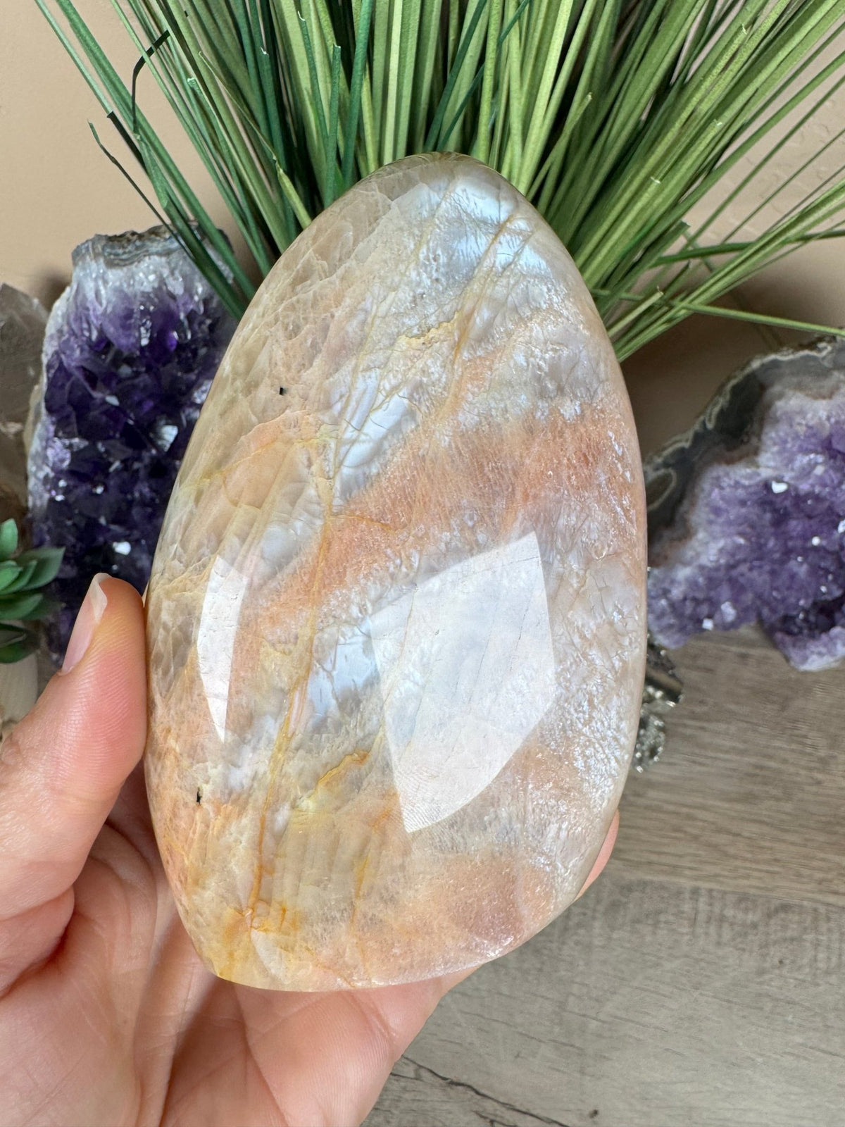 Peach Moonstone Freeform 4.72in - Purple Door Alchemy