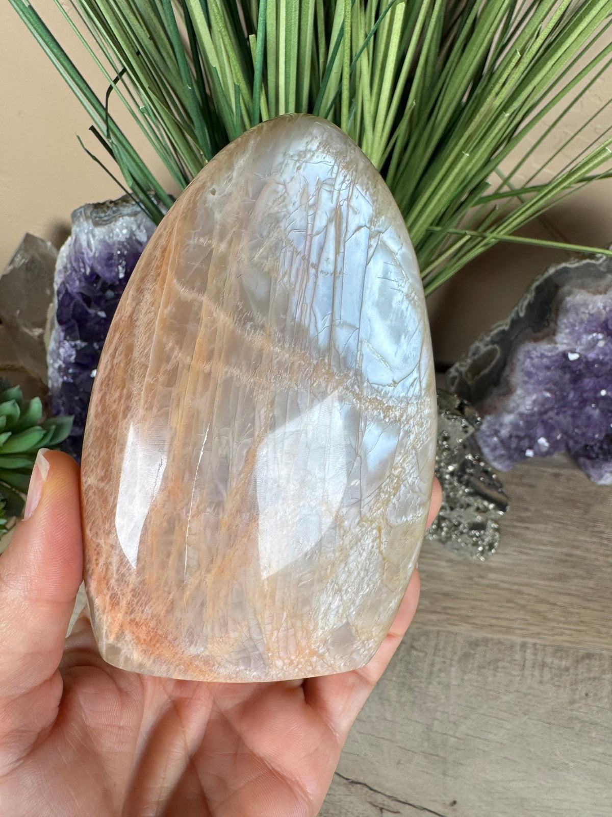 Peach Moonstone Freeform 4.72in - Purple Door Alchemy