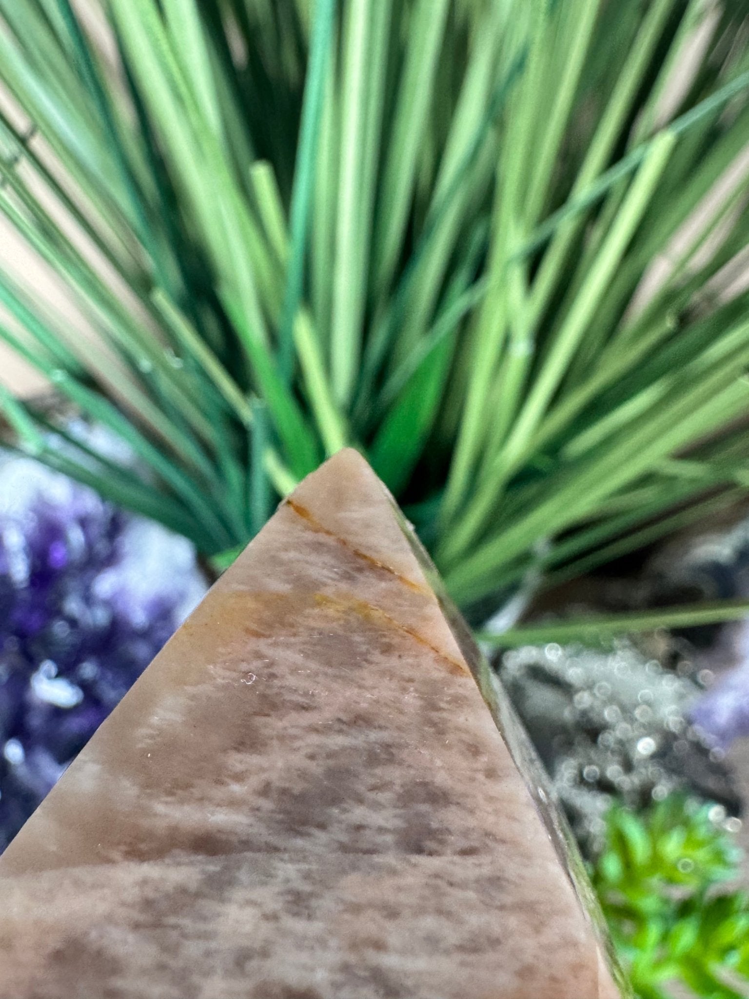 Peach Moonstone Obelisk 4.7in - Purple Door Alchemy