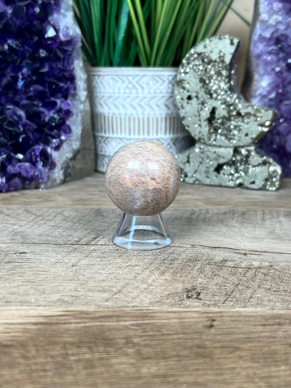 Peach Moonstone Sphere 39mm (1.53in) - Purple Door Alchemy