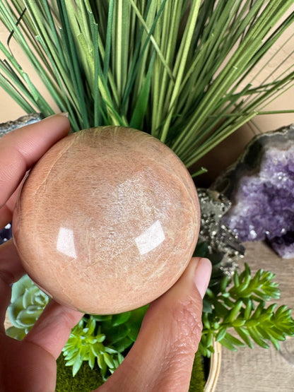 Peach Moonstone Spheres - Purple Door Alchemy
