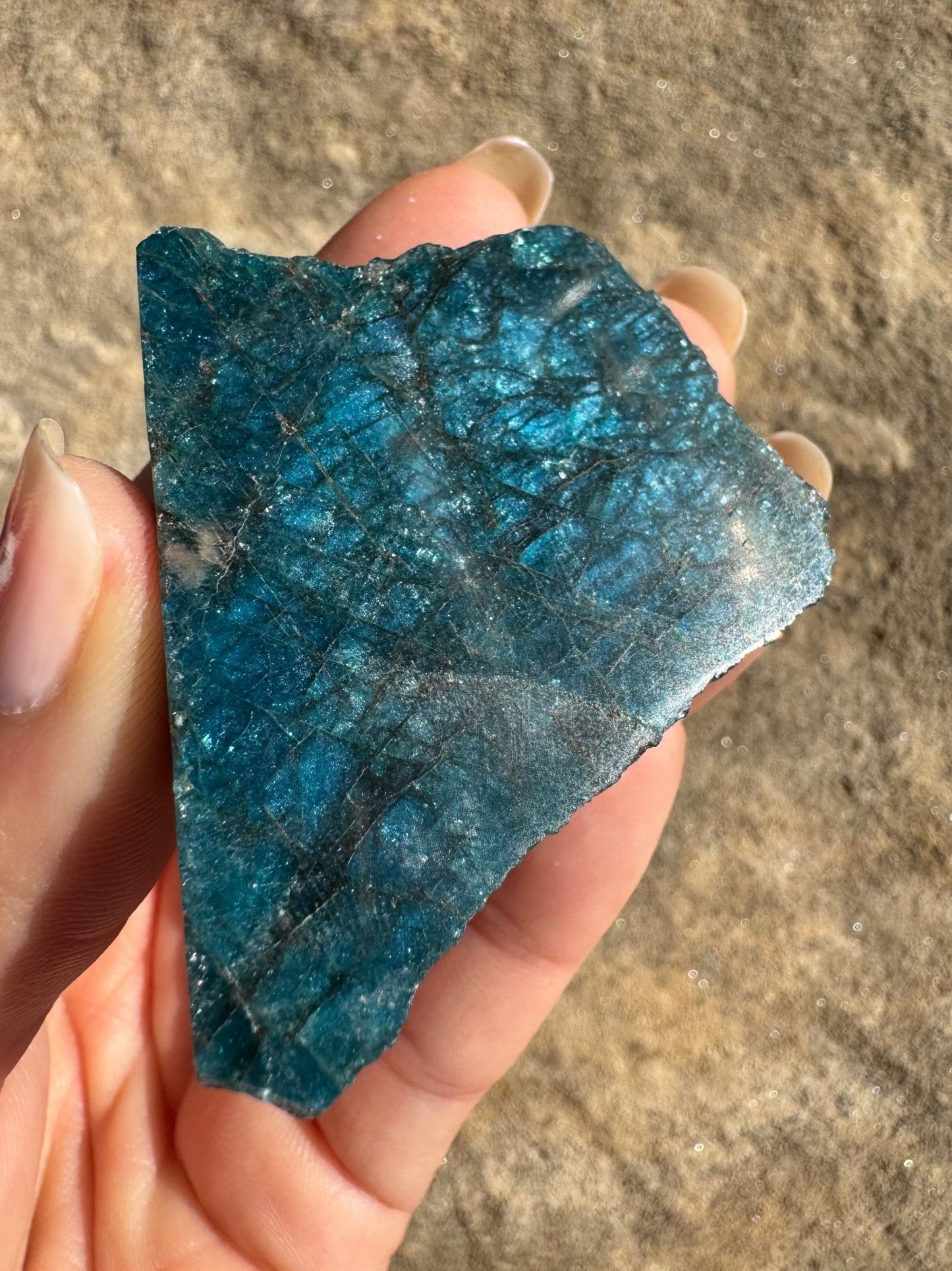 Polished Blue Apatite Slab 51g - Purple Door Alchemy