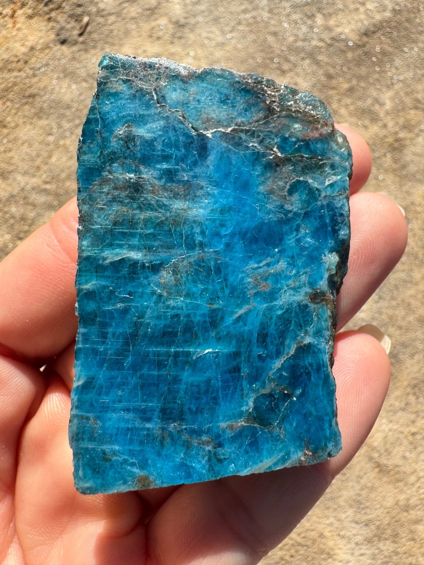 Polished Blue Apatite Slab 70g - Purple Door Alchemy
