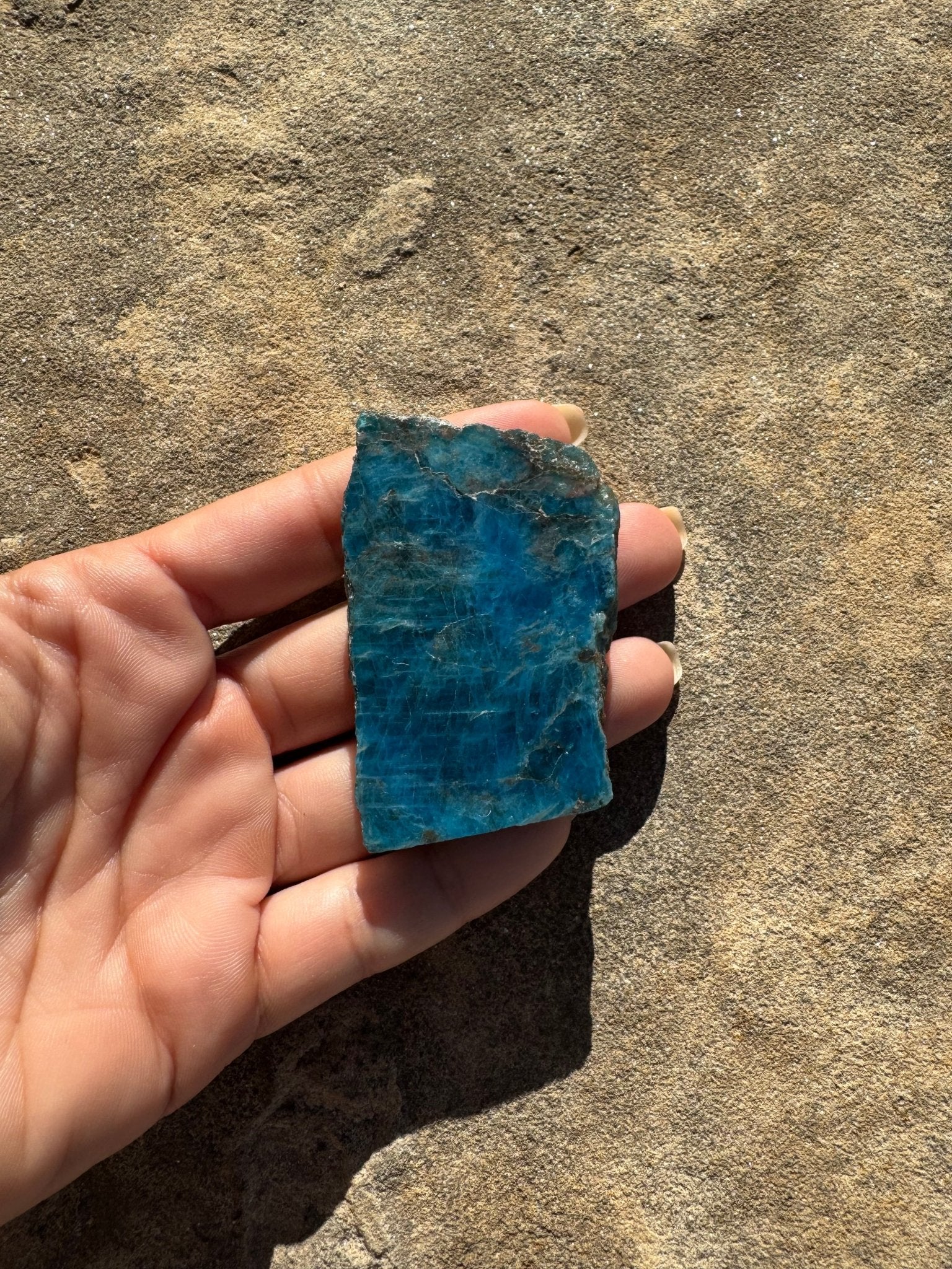Polished Blue Apatite Slab 70g - Purple Door Alchemy