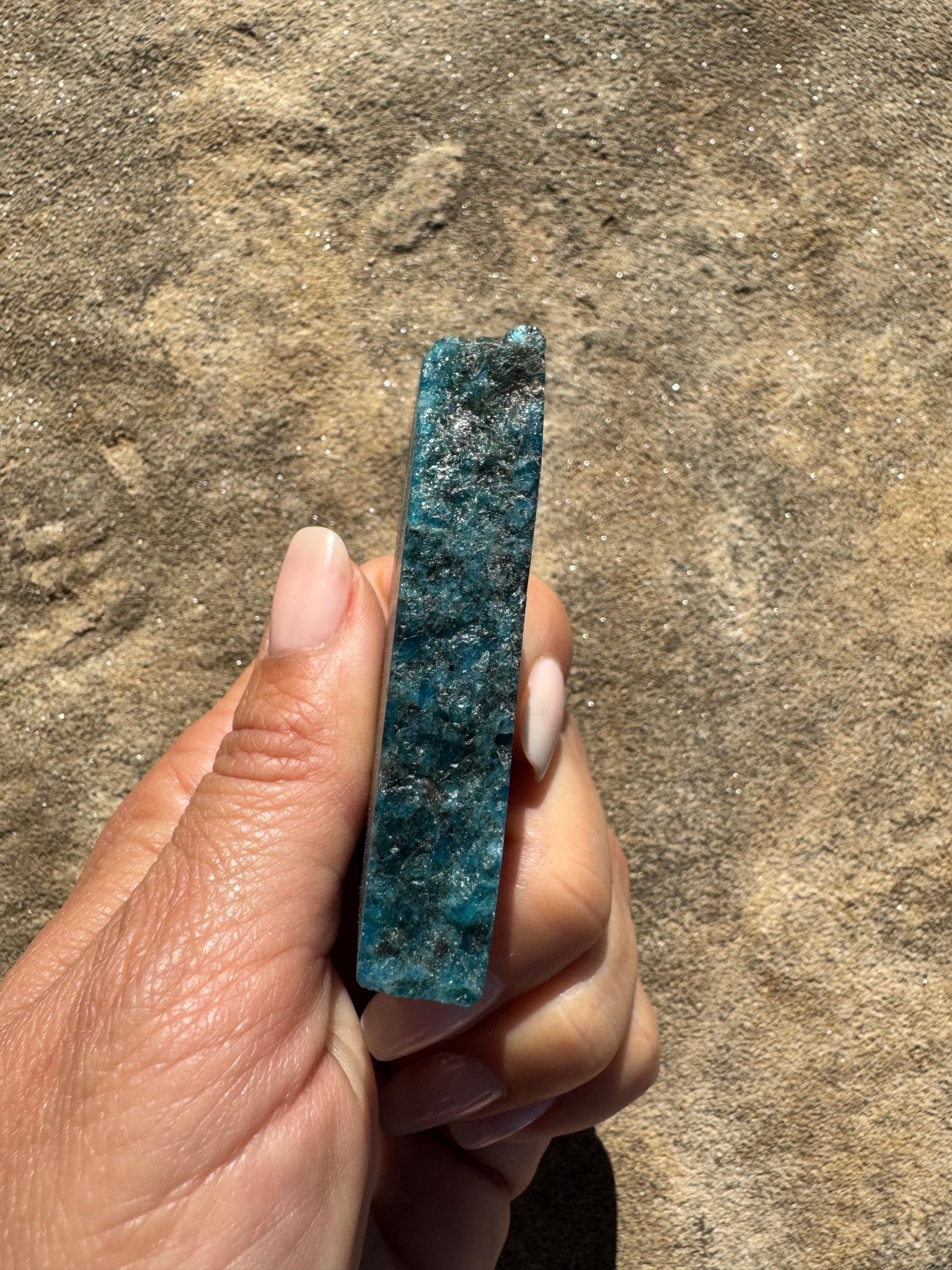 Polished Blue Apatite Slab 70g - Purple Door Alchemy