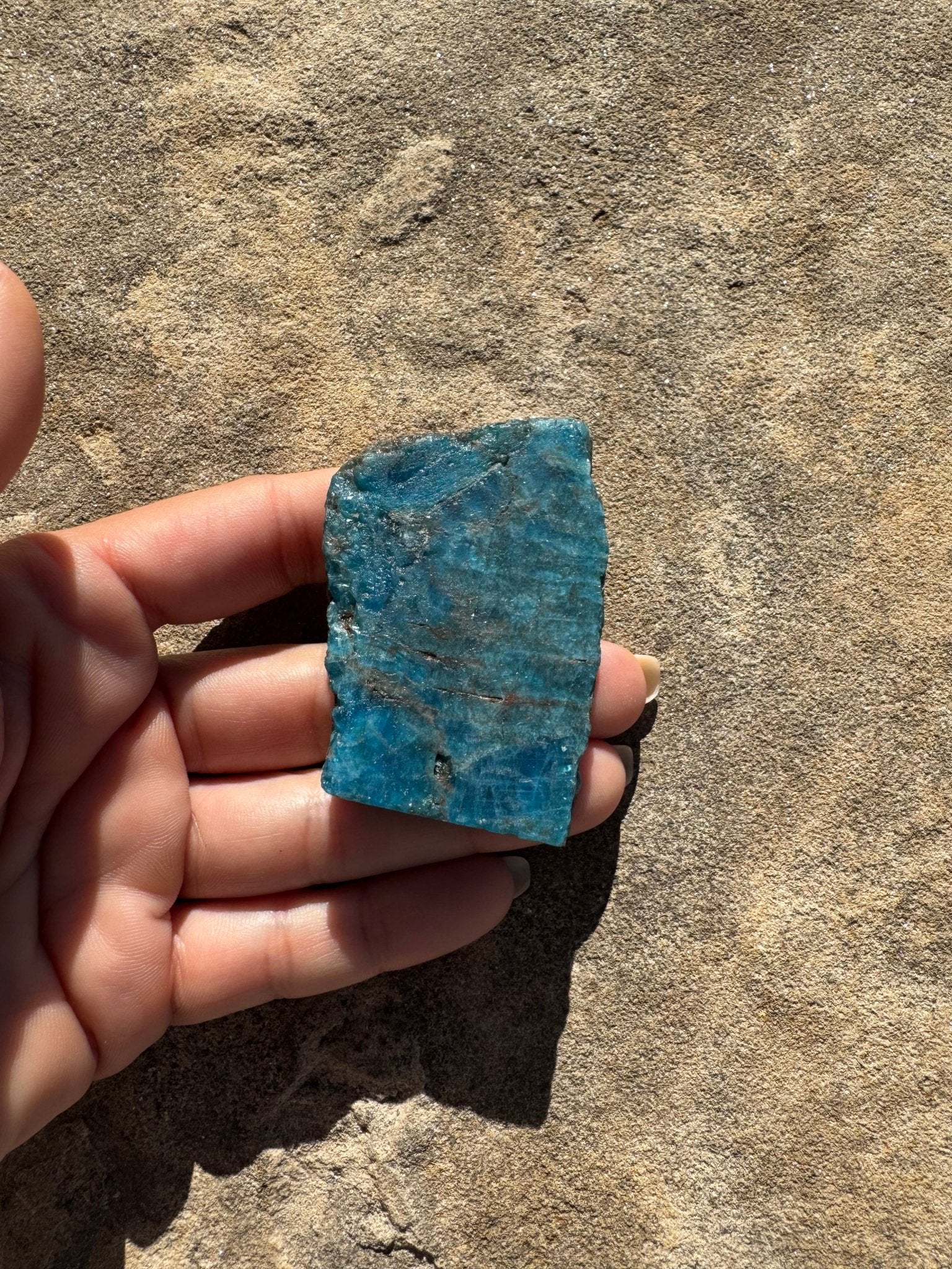 Polished Blue Apatite Slab 70g - Purple Door Alchemy