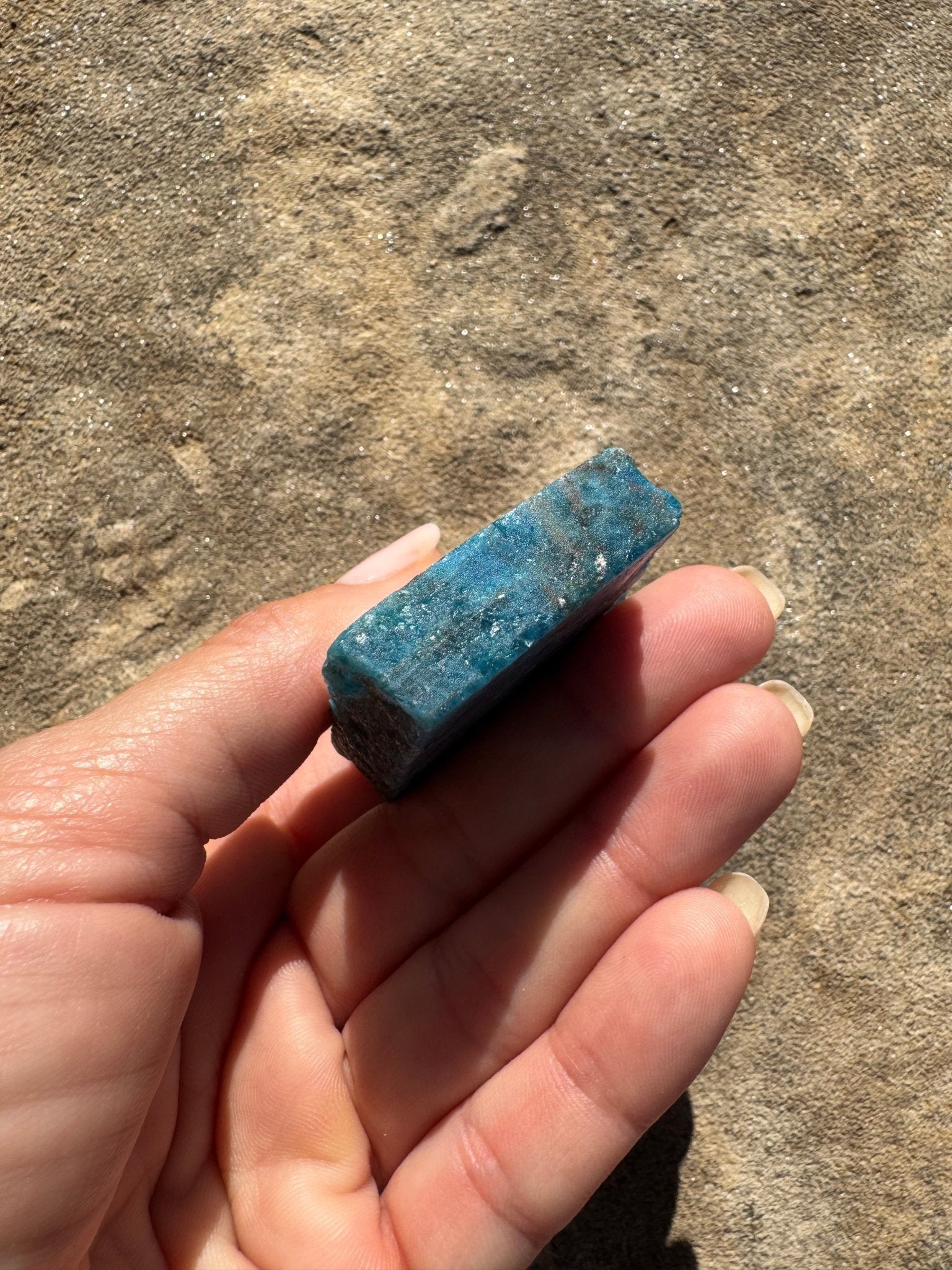 Polished Blue Apatite Slab 70g - Purple Door Alchemy