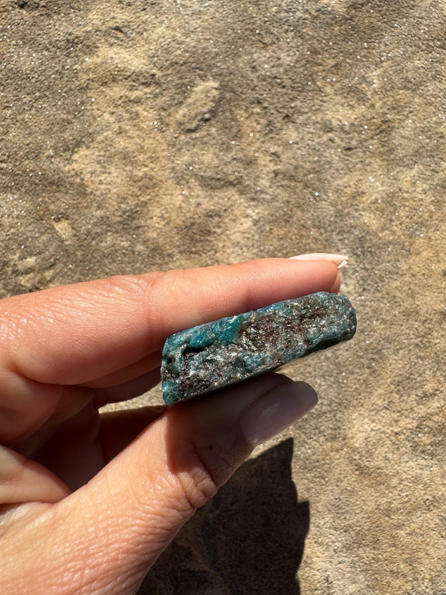 Polished Blue Apatite Slab 70g - Purple Door Alchemy
