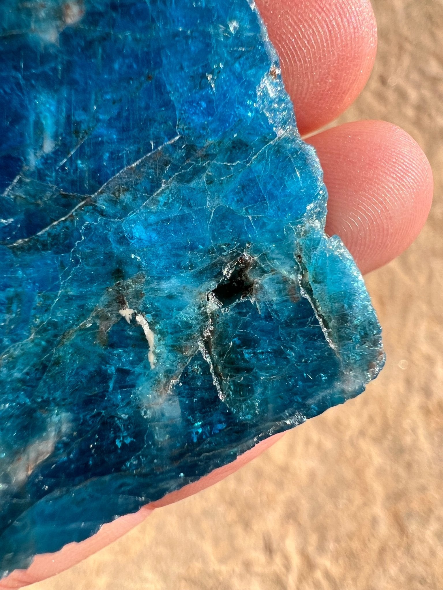 Polished Blue Apatite Slab 84g - Purple Door Alchemy