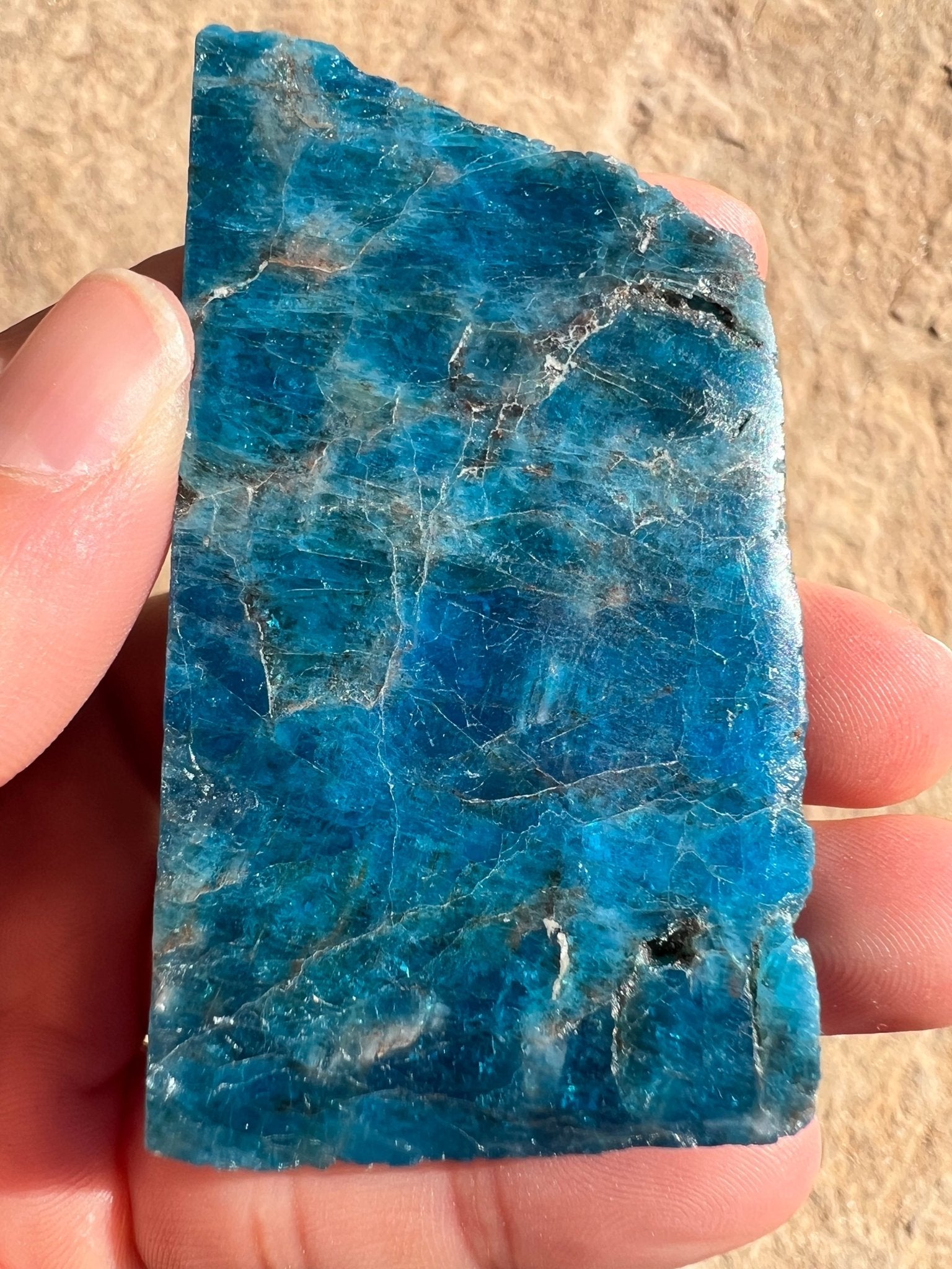 Polished Blue Apatite Slab 84g - Purple Door Alchemy