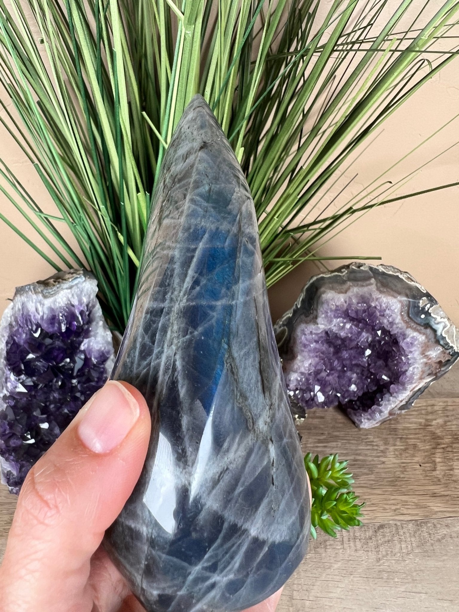 Polished Blue Labradorite Flame 5.7in - Purple Door Alchemy