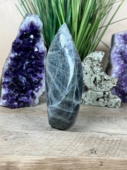 Polished Blue Labradorite Flame 5.7in - Purple Door Alchemy