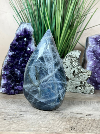 Polished Blue Labradorite Flame 5.7in - Purple Door Alchemy