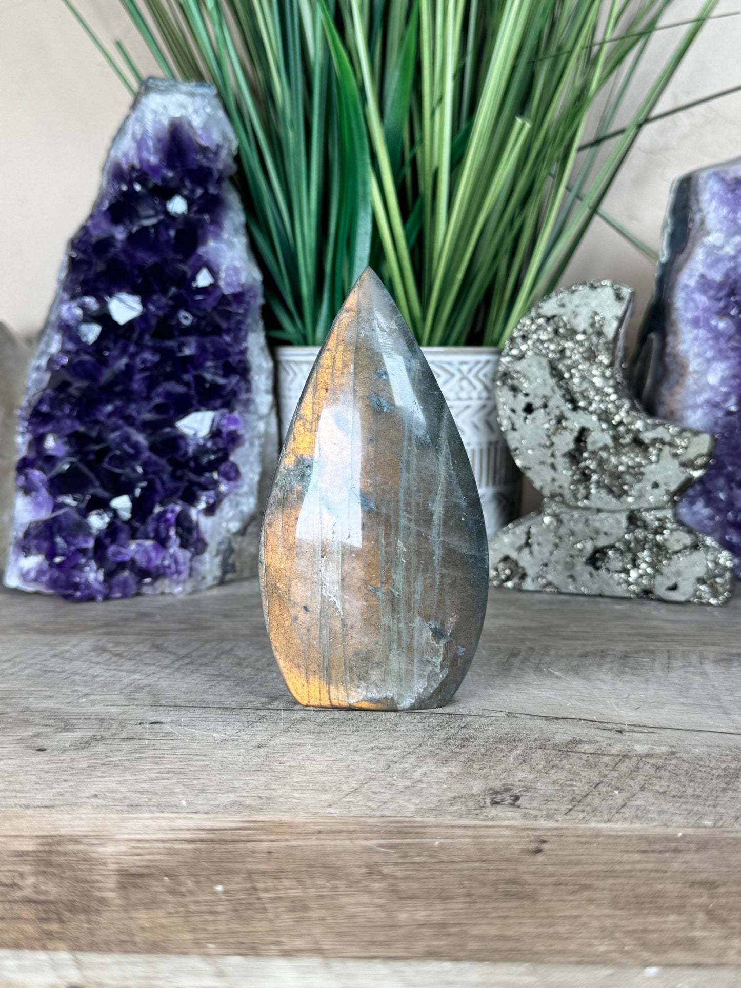 Polished Fire Labradorite Flame 4.2in - Purple Door Alchemy
