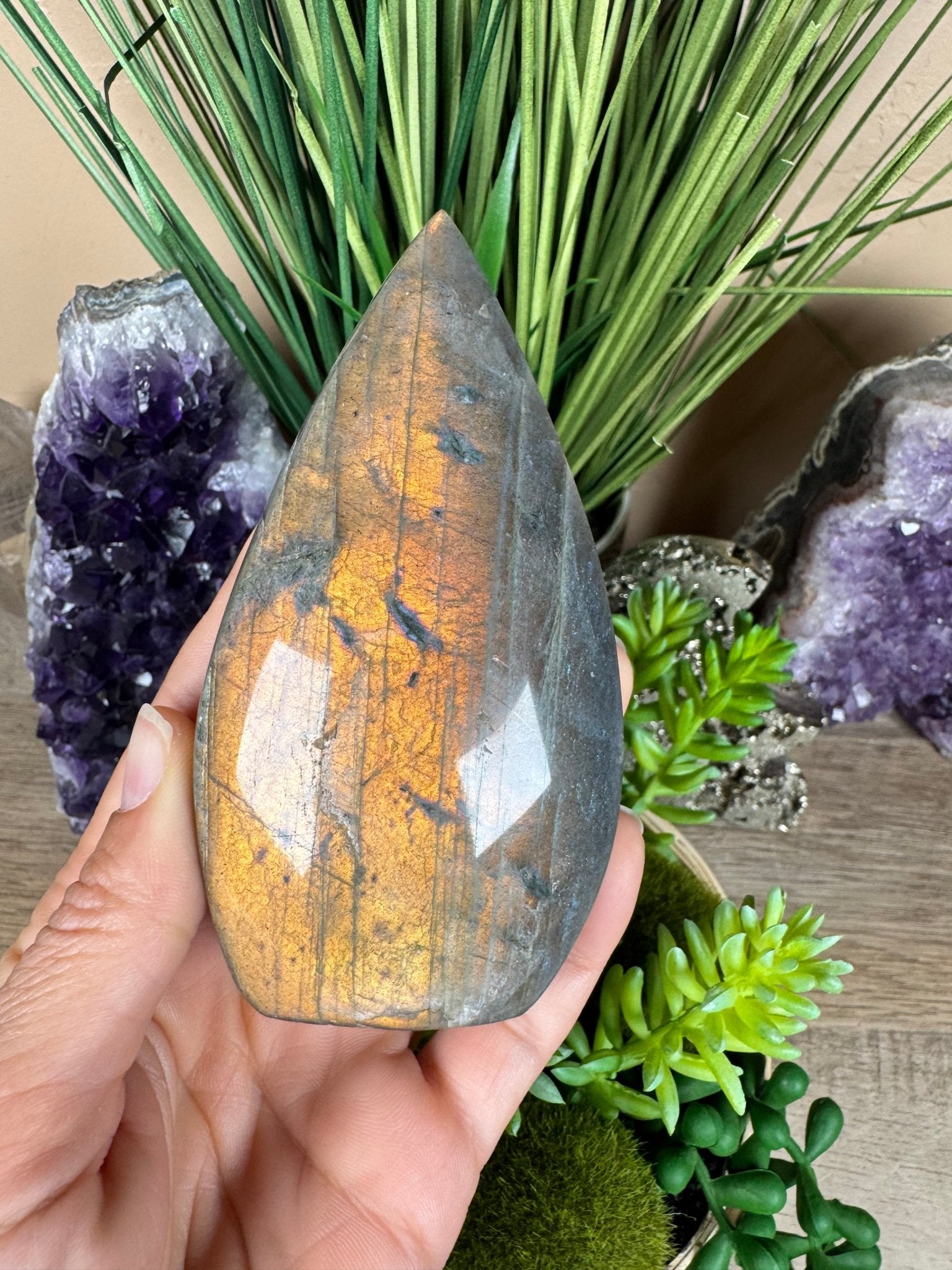 Polished Fire Labradorite Flame 4.2in - Purple Door Alchemy