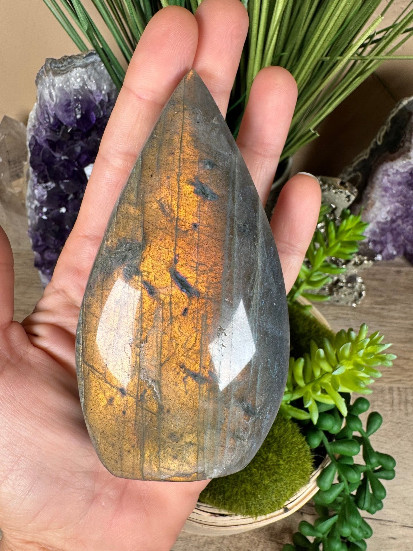 Polished Fire Labradorite Flame 4.2in - Purple Door Alchemy