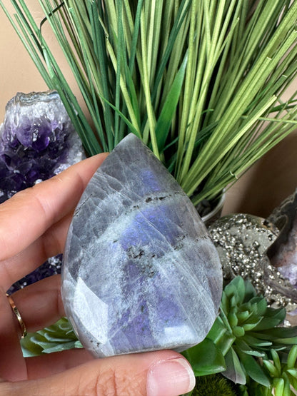 Polished Purple Labradorite Flame 3.4in - Purple Door Alchemy
