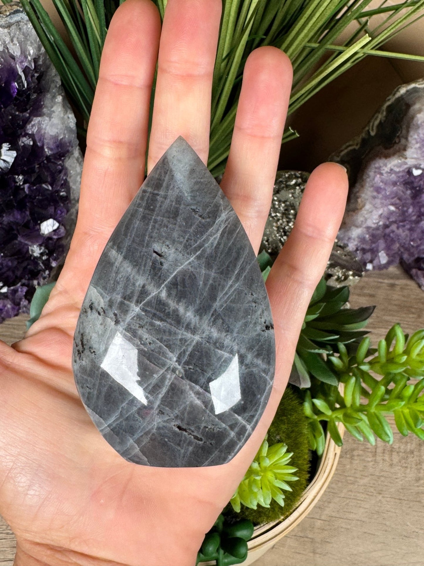 Polished Purple Labradorite Flame 3.4in - Purple Door Alchemy