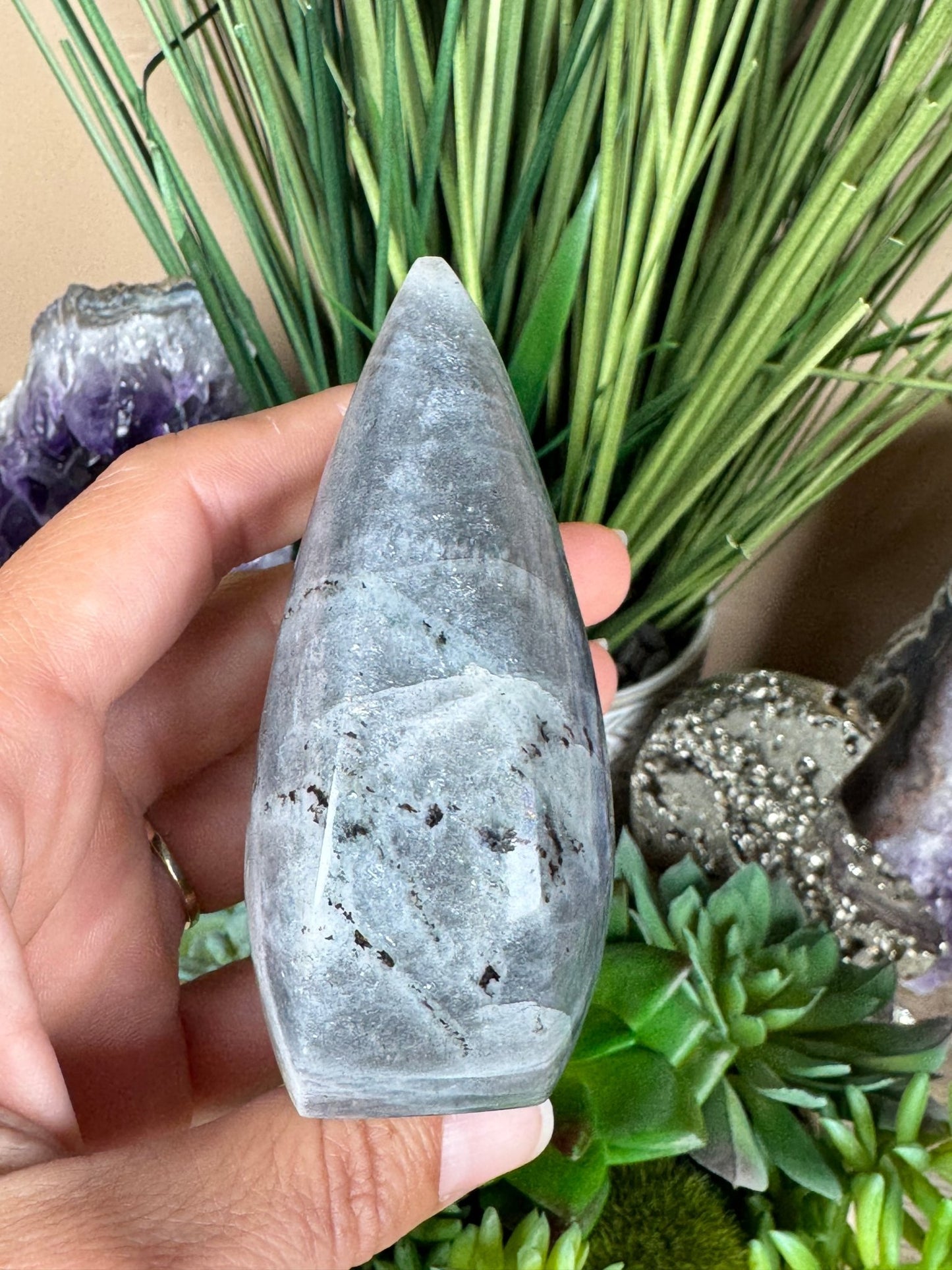 Polished Purple Labradorite Flame 3.4in - Purple Door Alchemy