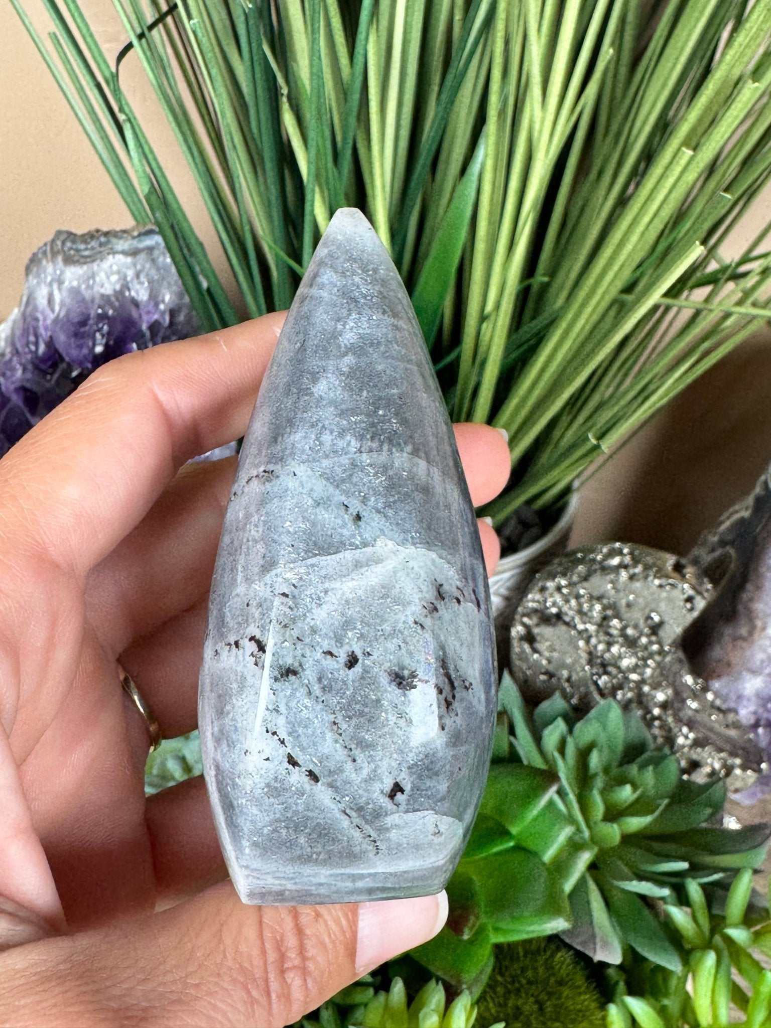 Polished Purple Labradorite Flame 3.4in - Purple Door Alchemy