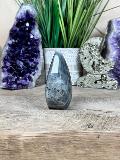 Polished Purple Labradorite Flame 3.4in - Purple Door Alchemy