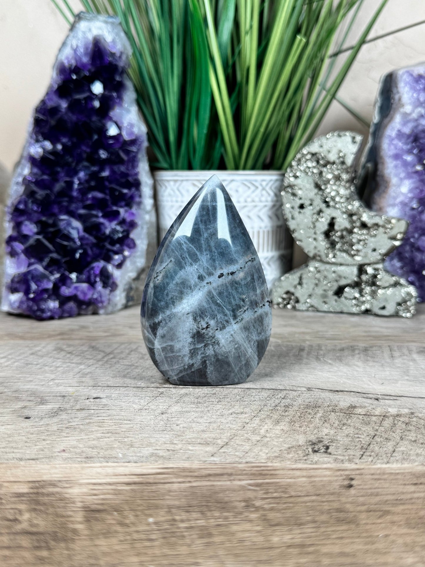 Polished Purple Labradorite Flame 3.4in - Purple Door Alchemy