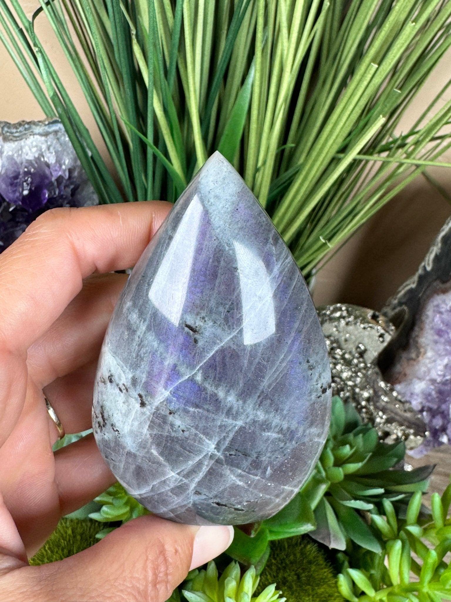 Polished Purple Labradorite Flame 3.4in - Purple Door Alchemy