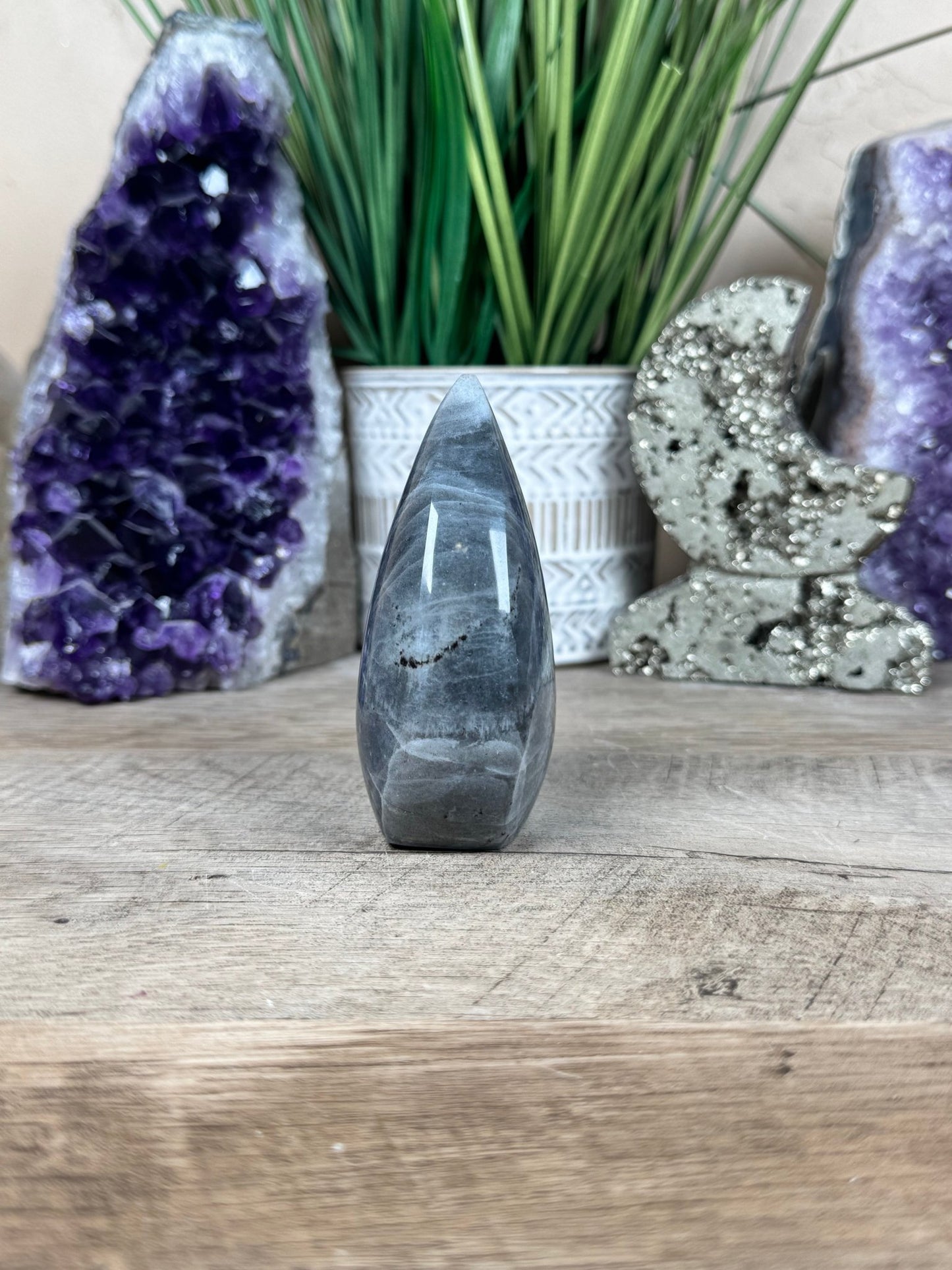 Polished Purple Labradorite Flame 3.4in - Purple Door Alchemy