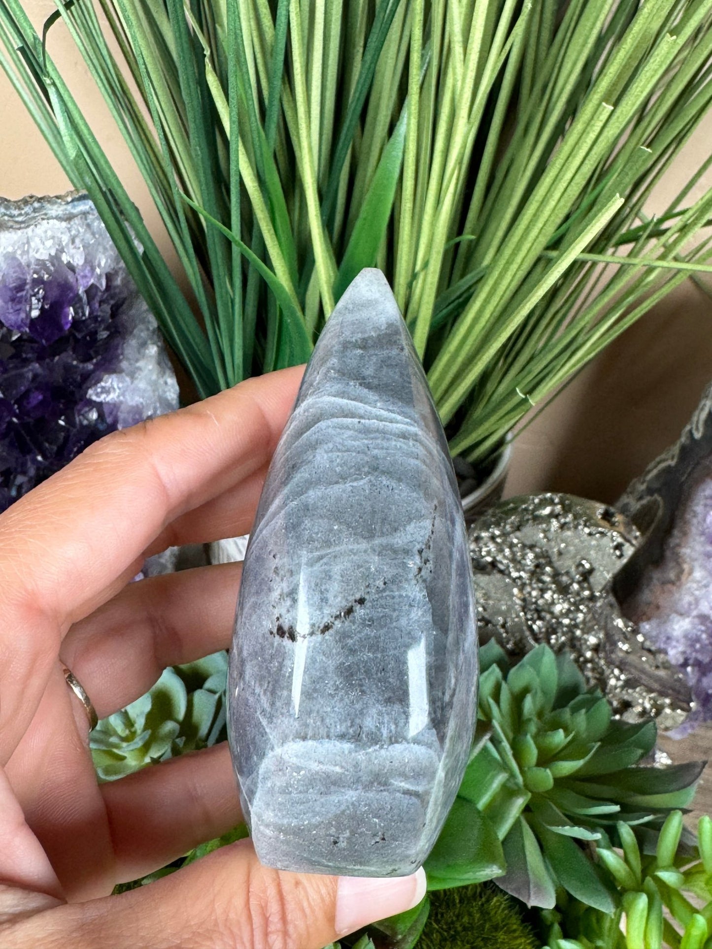 Polished Purple Labradorite Flame 3.4in - Purple Door Alchemy