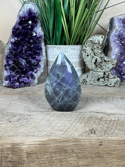 Polished Purple Labradorite Flame 3.4in - Purple Door Alchemy