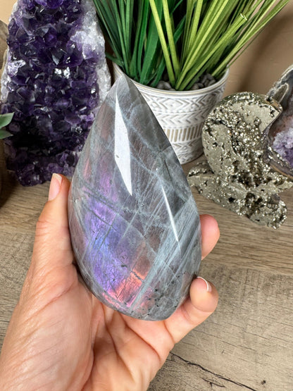 Polished Sunset Labradorite Flame 4.19in - Purple Door Alchemy