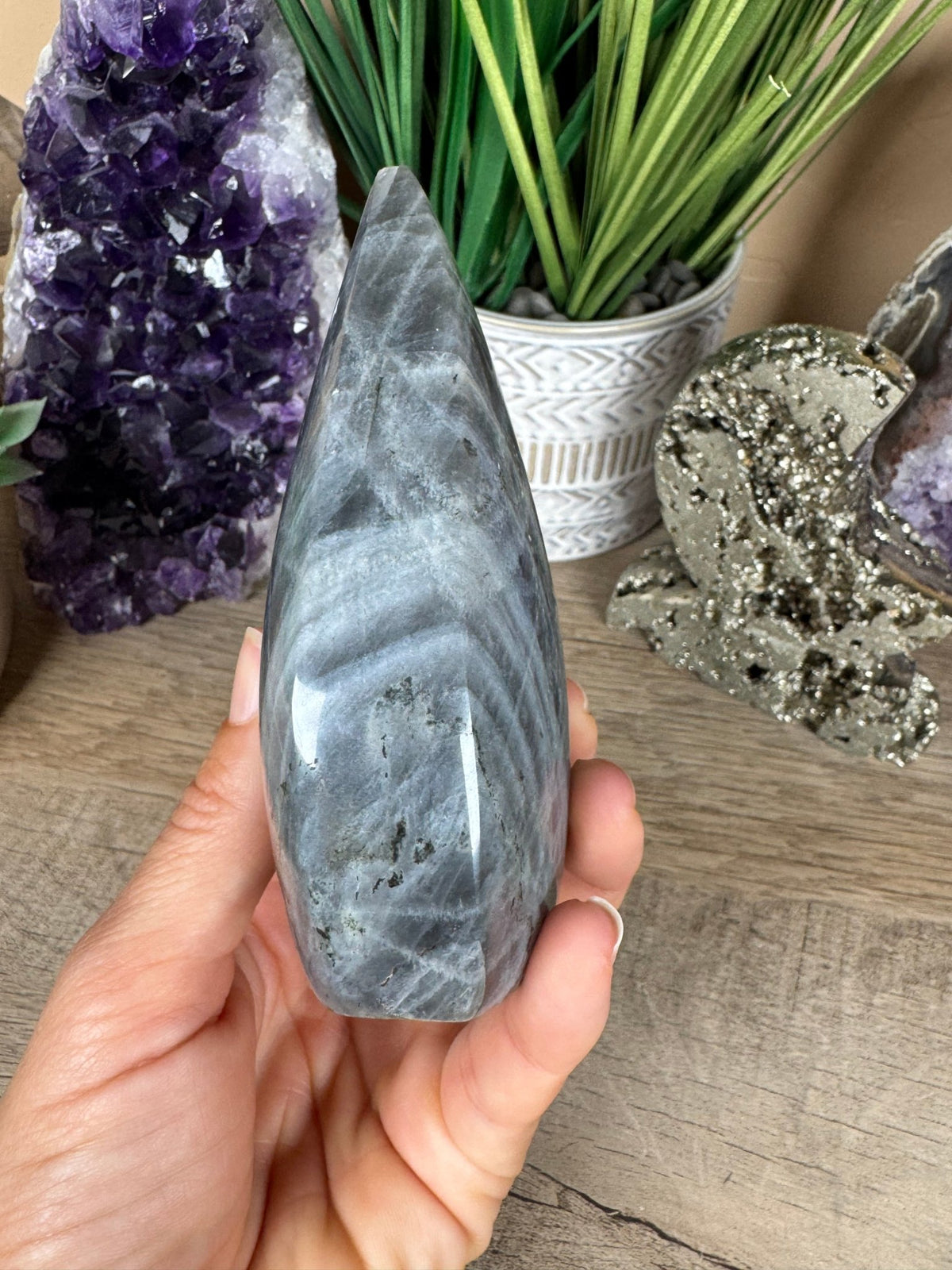 Polished Sunset Labradorite Flame 4.19in - Purple Door Alchemy