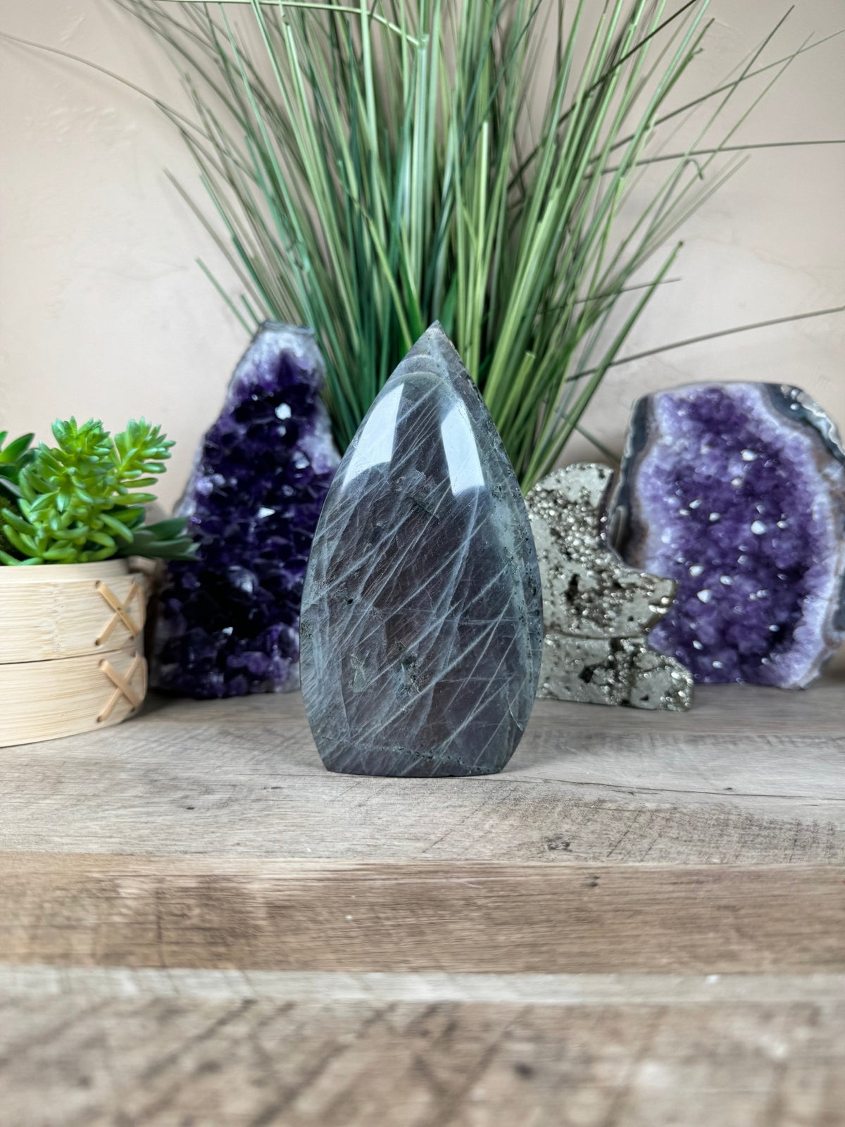 Polished Sunset Labradorite Flame 5.85in - Purple Door Alchemy