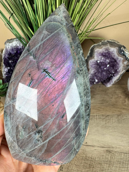 Polished Sunset Labradorite Flame 5.85in - Purple Door Alchemy