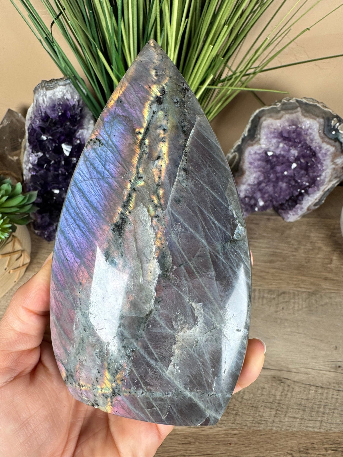 Polished Sunset Labradorite Flame 5.85in - Purple Door Alchemy
