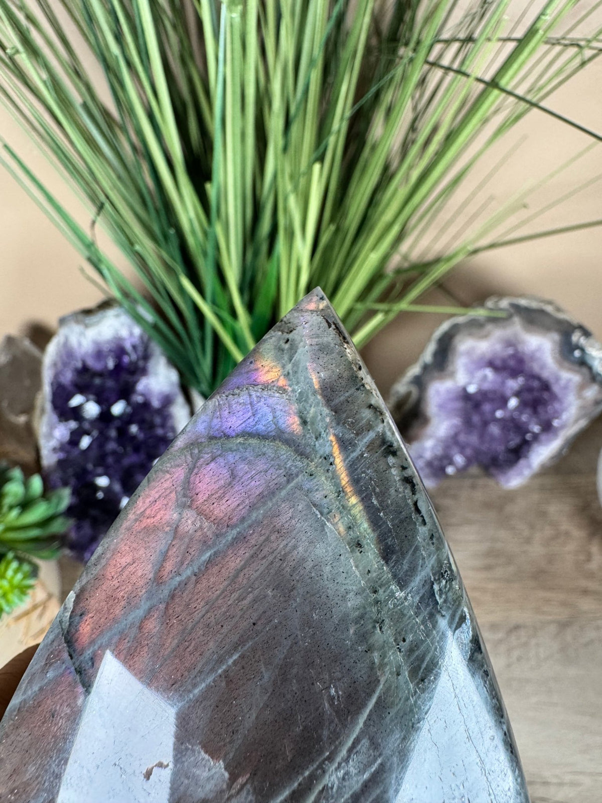 Polished Sunset Labradorite Flame 5.85in - Purple Door Alchemy