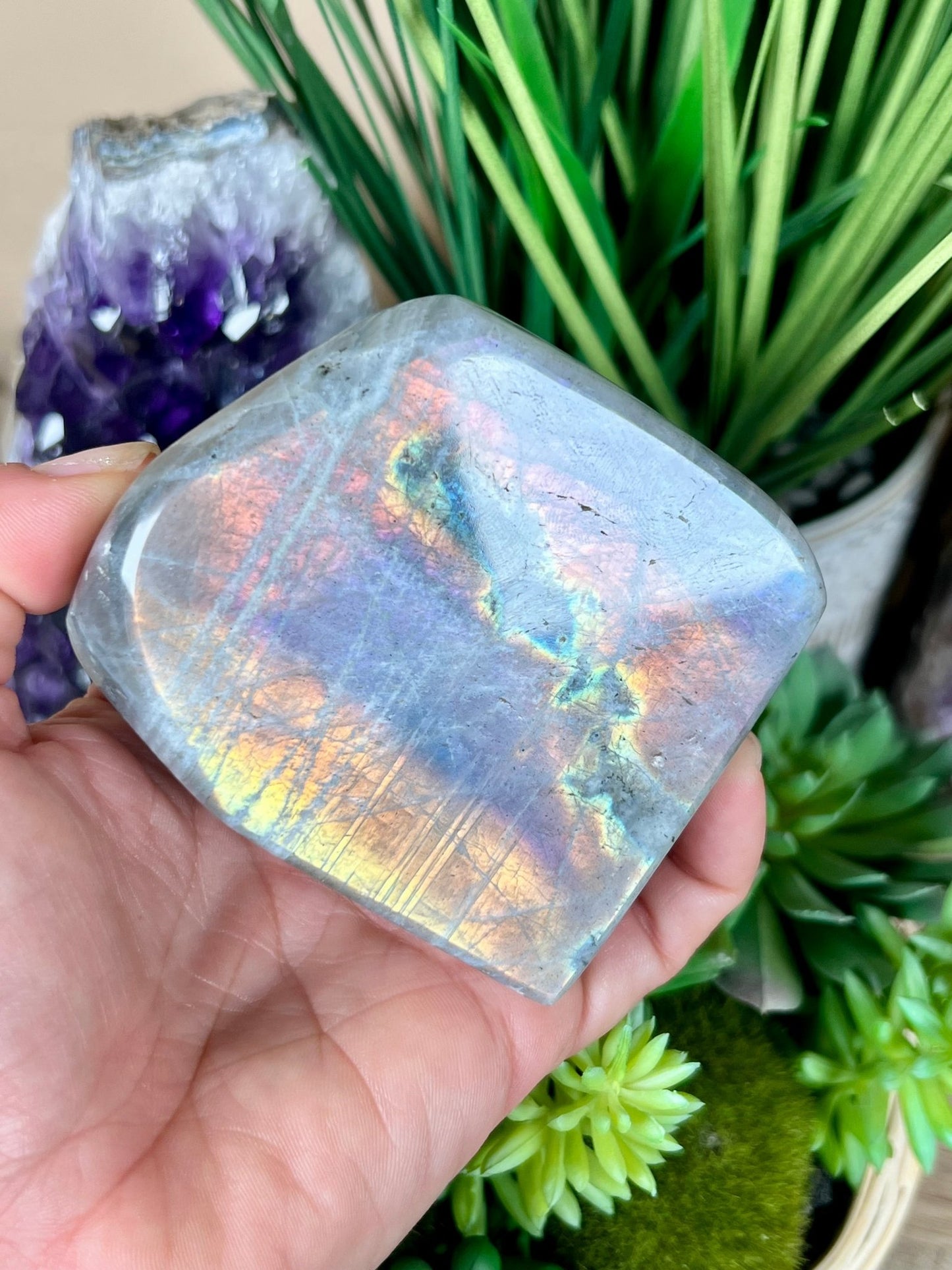 Polished Sunset Labradorite Freeform 373g - Purple Door Alchemy