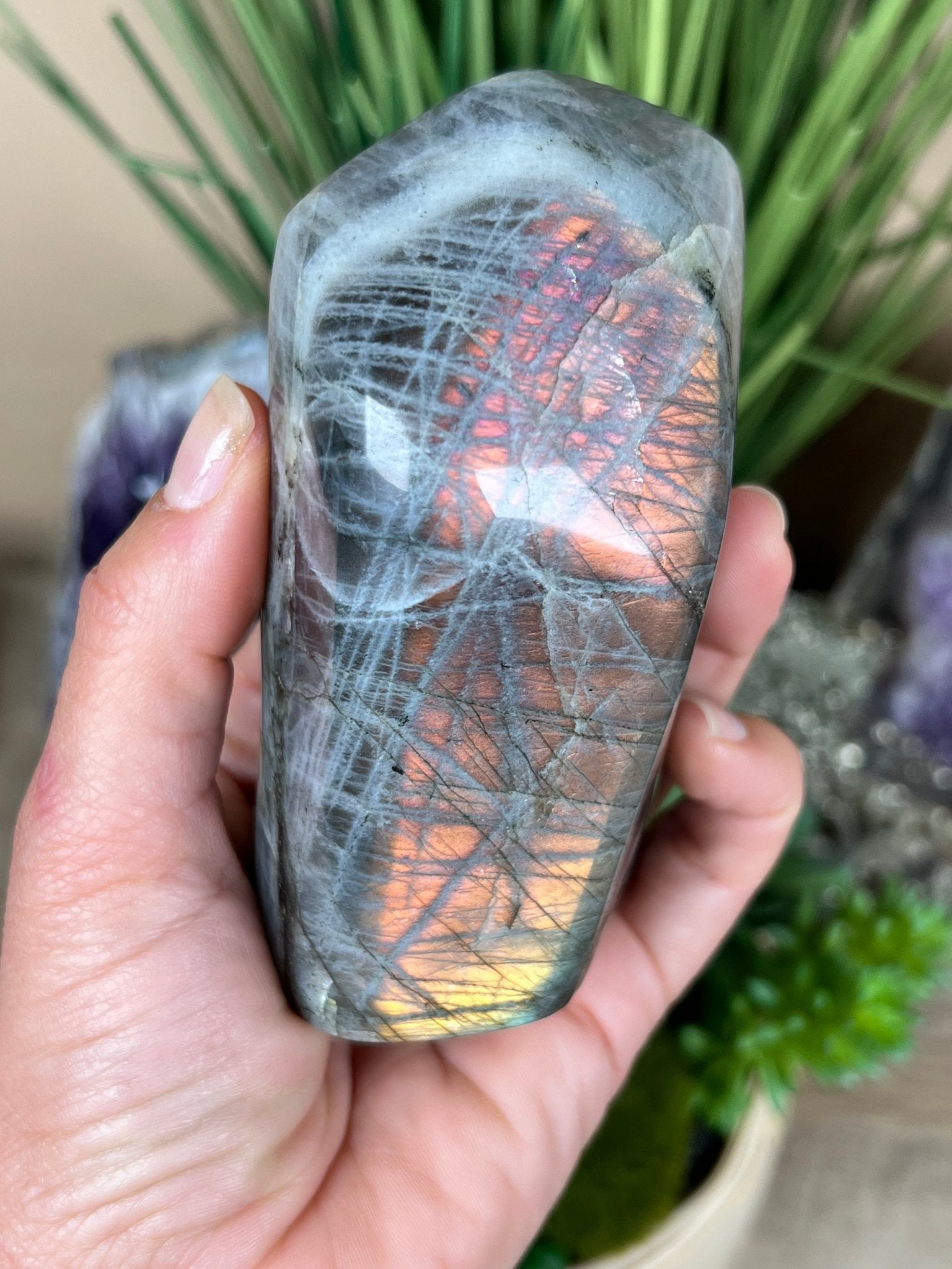 Polished Sunset Labradorite Freeform 437g - Purple Door Alchemy