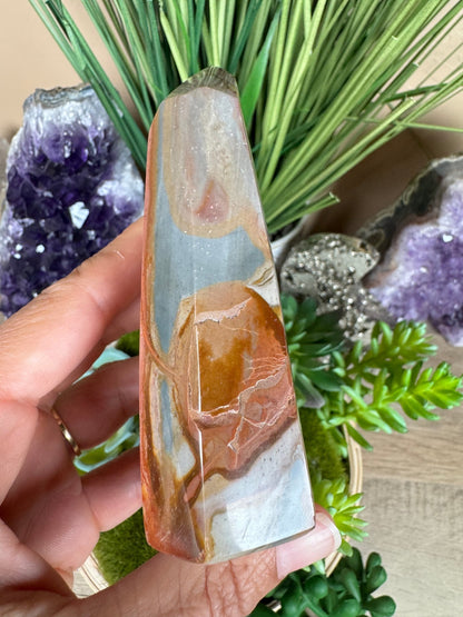 Polychrome Desert Jasper Point 103mm, 4in - Purple Door Alchemy