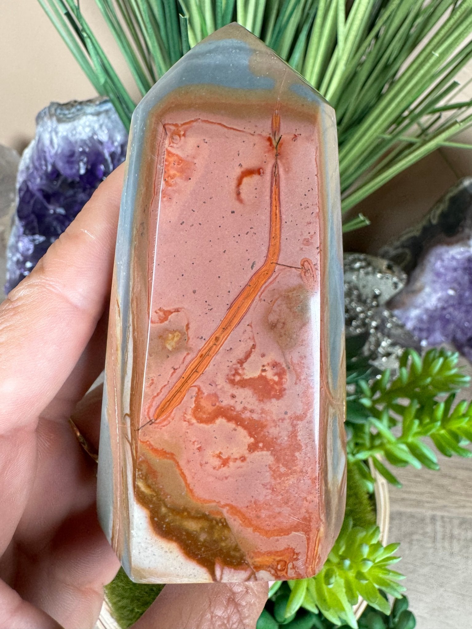 Polychrome Desert Jasper Point 103mm, 4in - Purple Door Alchemy