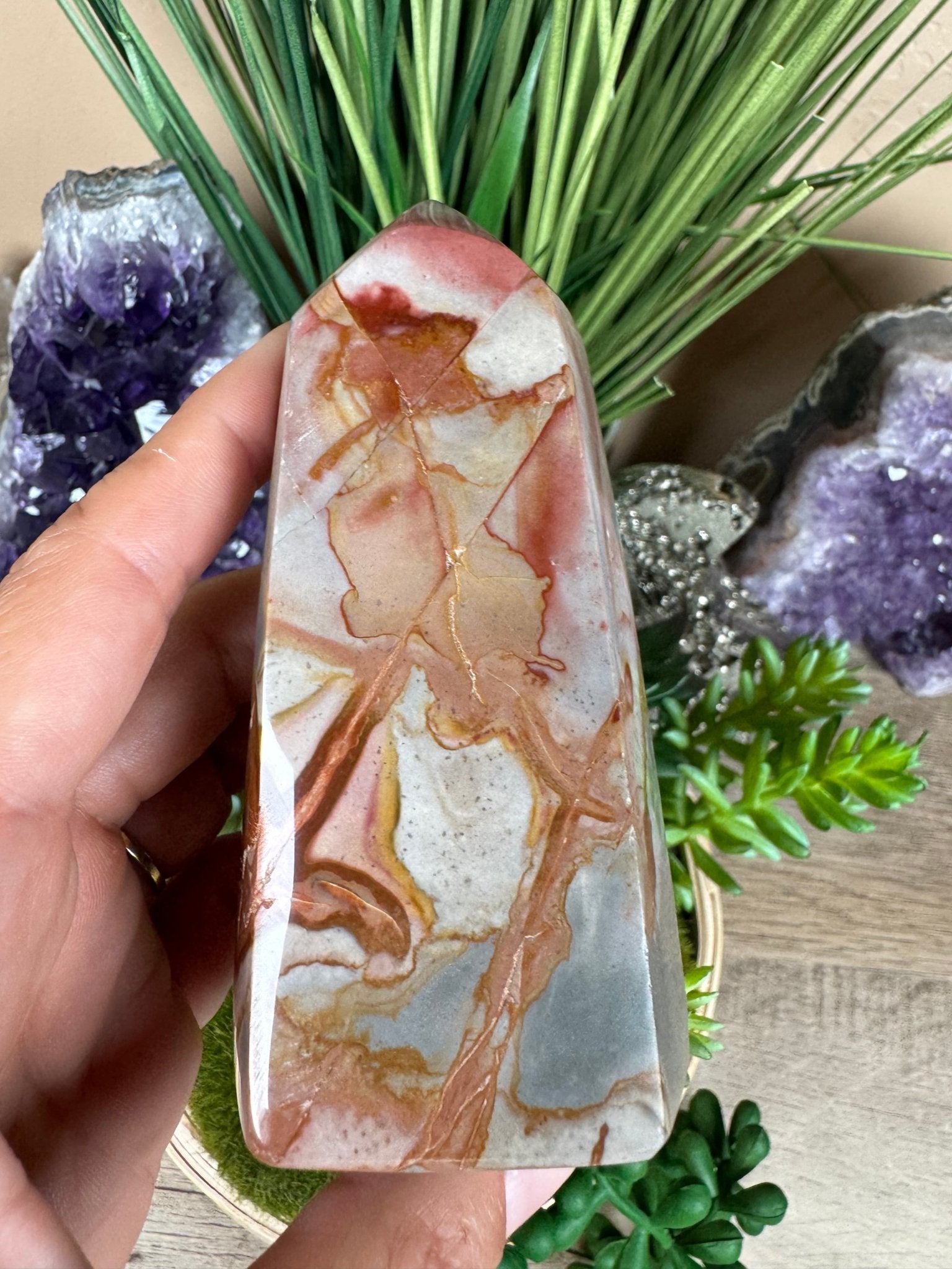 Polychrome Desert Jasper Point 103mm, 4in - Purple Door Alchemy