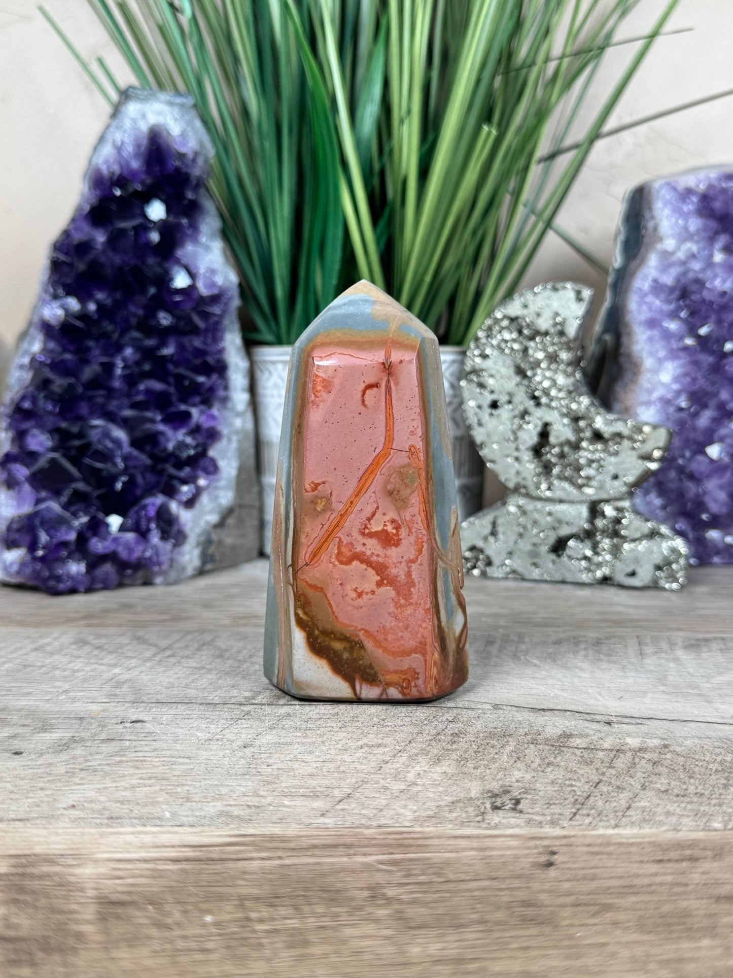 Polychrome Desert Jasper Point 103mm, 4in - Purple Door Alchemy