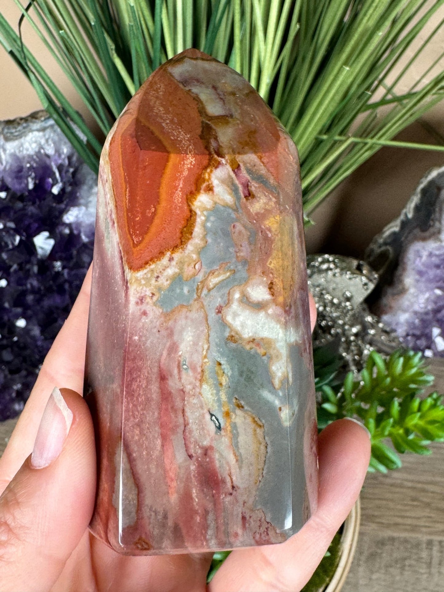 Polychrome Desert Jasper Point 105mm, 4in - Purple Door Alchemy