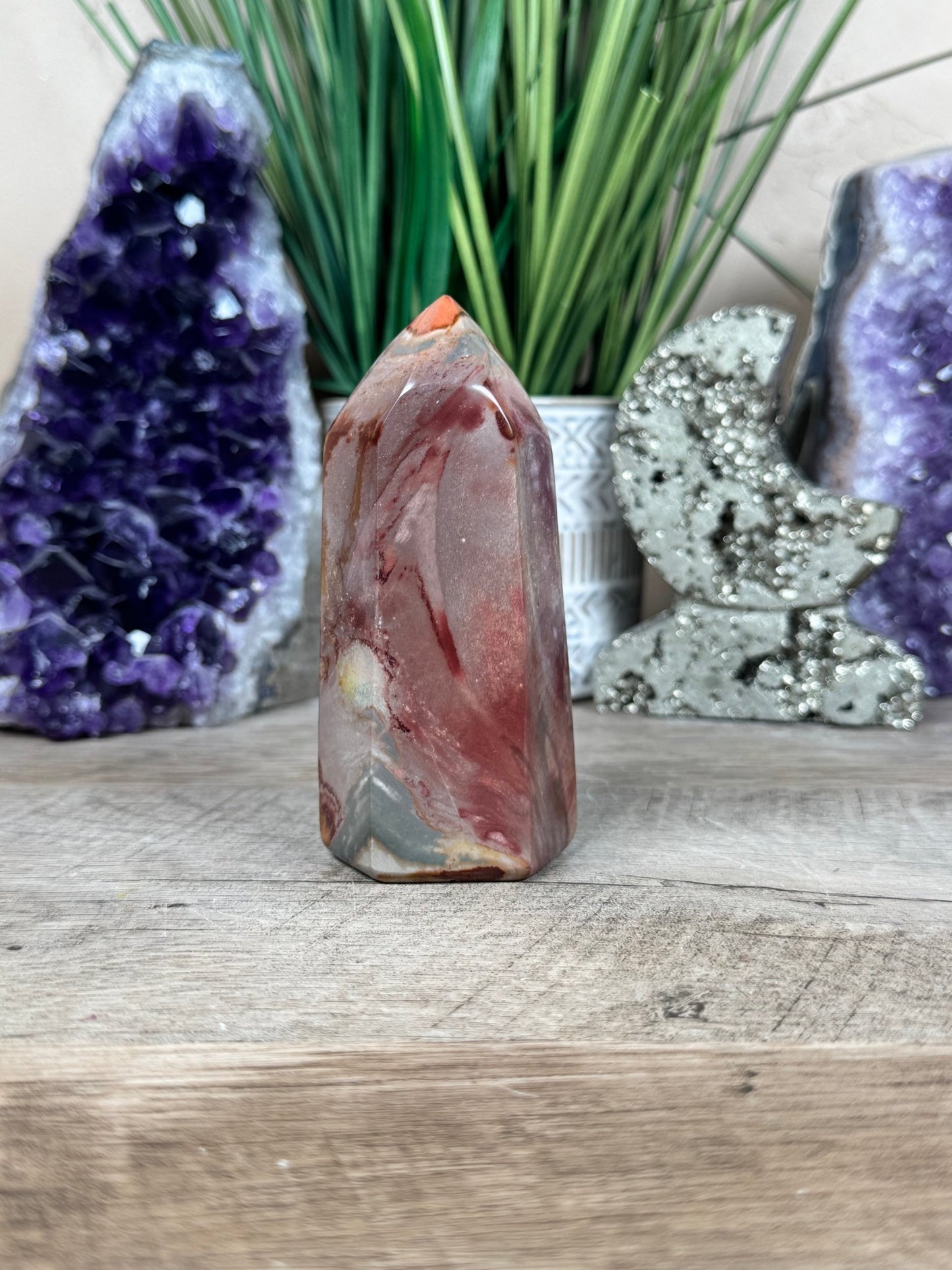 Polychrome Desert Jasper Point 105mm, 4in - Purple Door Alchemy