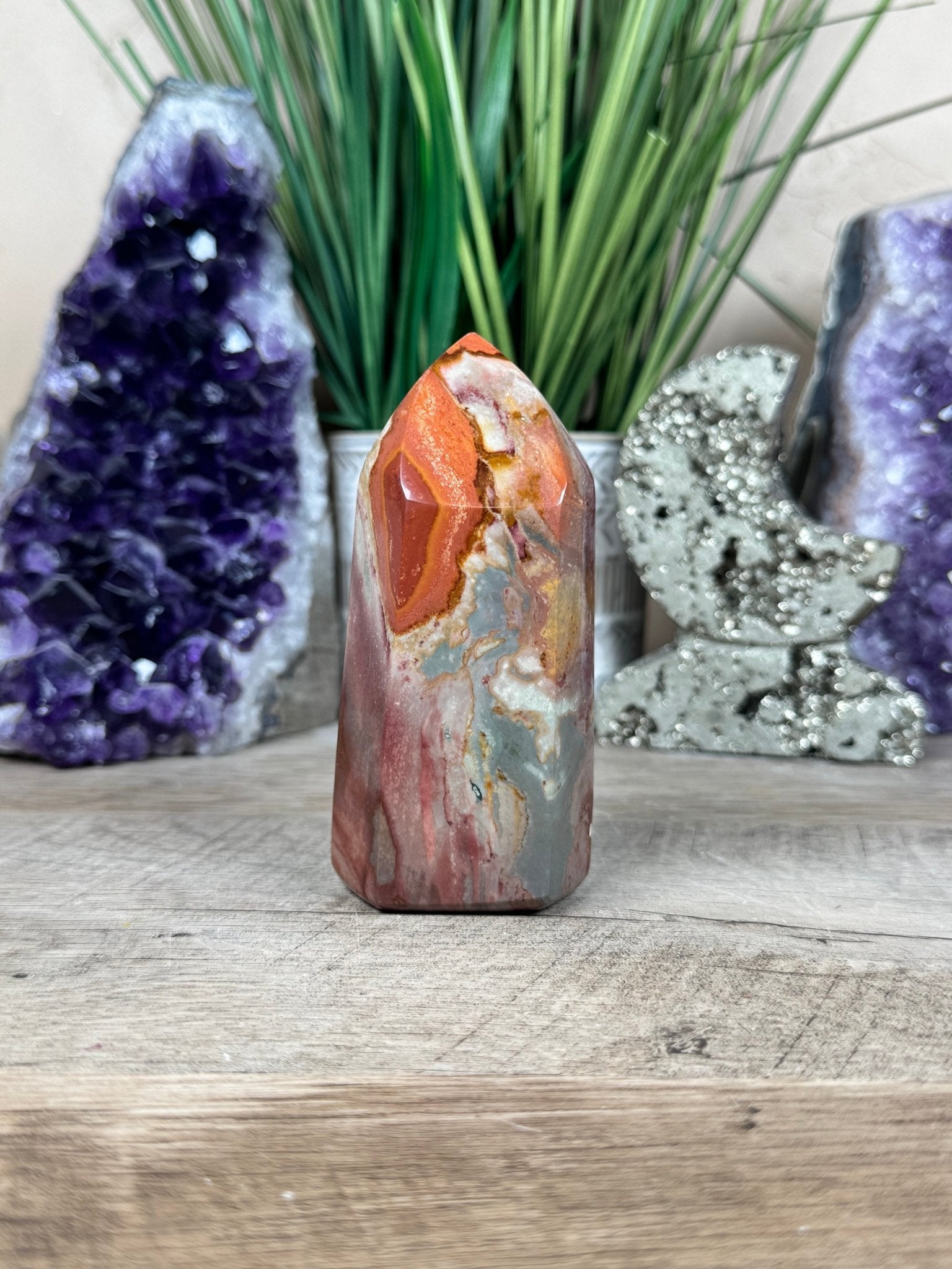 Polychrome Desert Jasper Point 105mm, 4in - Purple Door Alchemy