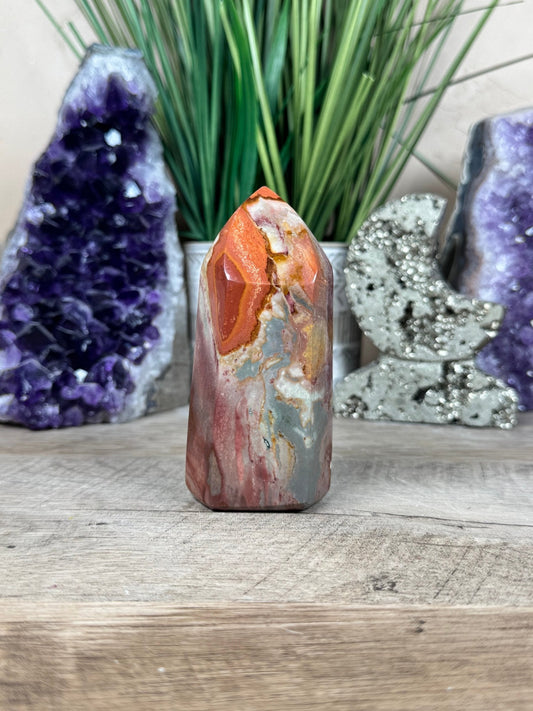 Polychrome Desert Jasper Point 105mm, 4in - Purple Door Alchemy