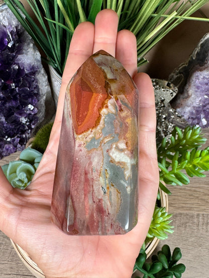 Polychrome Desert Jasper Point 105mm, 4in - Purple Door Alchemy